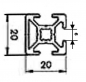 Preview: profil,aluminium,alu,Profil 20 x 20_Strebenprofil_systemprofil_solarprofil_Modellbau_Maschinenbauprofil_Aluprofil_Aquarium_Gestellbau_Unterschrank_verbinder_verbindungstechnik_Modelleisenbahn_TV_