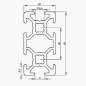 Preview: Aluprofil 20 x 40 Nut 6 Alu silber im Zuschnitt 80 mm - 5900 mm BP20N6