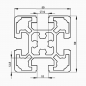 Preview: Profil 50 x 50 Leicht Nut 10 Alu silber im Zuschnitt 80 mm - 5900 mm