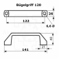 Preview: Bügelgriff 120 - 180  optional Befestigung Größe Profil 30 Nut 8 BP30N8