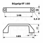 Preview: Bügelgriff 120 - 180  optional Befestigung Größe Profil 30 Nut 8 BP30N8