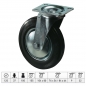 Preview: Lenkrolle Durchmesser 125 mm mit Platte ohne Bremse Vollgummi Reifen