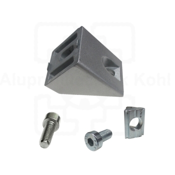 45° Verbinder Profil 40 Nut 8  mit Befestigung für 40 x 40 N 8