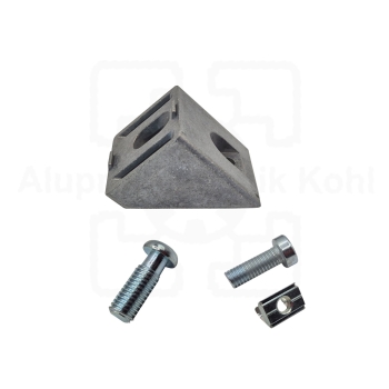 Preview: 45° Verbinder Profil 40 Nut 8  mit Befestigung für 40 x 40 N 8