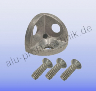 3 D - Eckverbinder für Alu Profil 45 Nut 10 Bosch Raster mit Befestigung