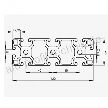 Alu Profil 40 x 120 Nut 8 leicht