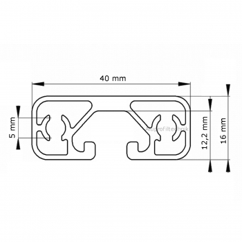 Alu Profil 40 x 16 Nut 8 super leicht