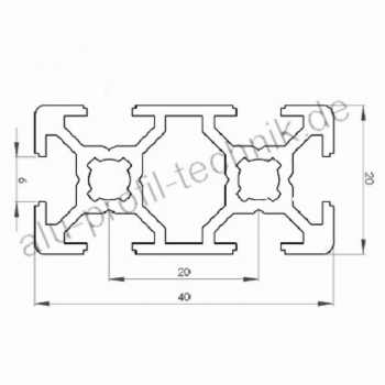 Aluprofil 20 x 40 Nut 6 schwarz BP2040N6SW im Zuschnitt 80 mm - 5900 mm