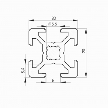 Aluprofil 20 x 20 Nut 6 im Minipack 10 x 1950 mm Sparpaket BP20N6