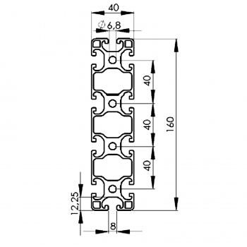 Profilabdeckkappe für Alu Profil 40 x 160 Nut 8