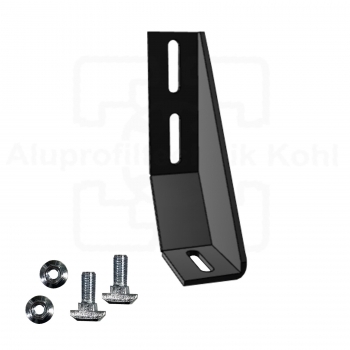 Preview: Fundamentwinkel 160 schwarz Fußkonsole Nut 10 optional mit Befestigung BP40N10