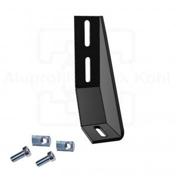 Preview: Fundamentwinkel 160 schwarz Fußkonsole Nut 8 optional mit Befestigung IP40N8