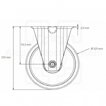 Bockrolle Durchmesser 125 mm Vollgummi auf Stahlfelge