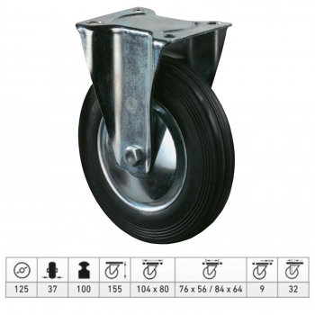 Lenkrolle Durchmesser 125 mm Bockrolle Vollgummi Reifen