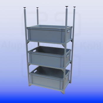 Regalsystem Silber RL- 600 x 400 für 3 Eurobehälter