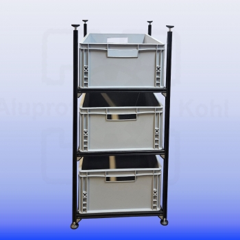 Regalsystem schwarz RL- 400 x 600 für 3 Eurobehälter