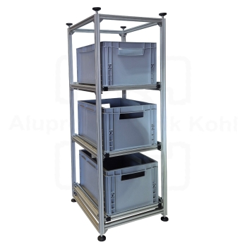 Regalsystem RL- 300 x 400 mit Auszug für 3 Eurobehälter Grundmodell