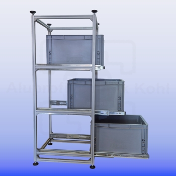 Preview: Regalsystem RL- 300 x 400 mit Auszug für 3 Eurobehälter Grundmodell