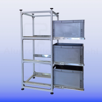 Preview: Regalsystem RL- 300 x 400 mit Auszug für 3 Eurobehälter Grundmodell