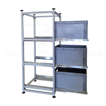 Regalsystem RL- 300 x 400 mit Auszug für 3 Eurobehälter Grundmodell