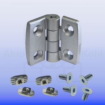 Scharnier silber Aludruckguss Profil 45 Nut 10 optional Befestigung BP45N10