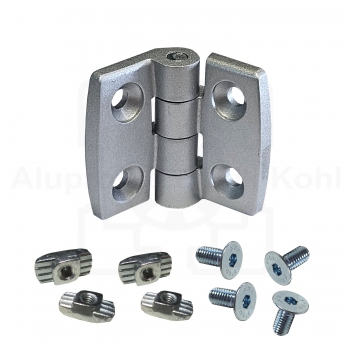 Preview: Scharnier silber Aludruckguss Profil 45 Nut 10 optional Befestigung BP45N10