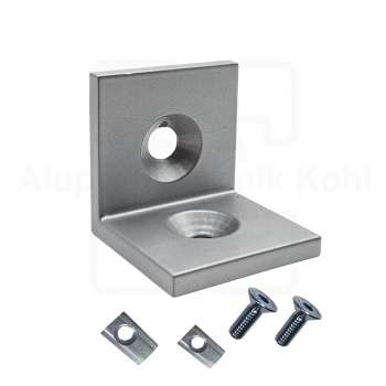 Preview: Winkel 40 x 40 Stahl schwarz Nut 10 Eckige Form