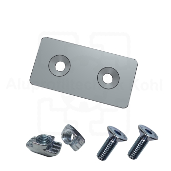 Preview: Verbindungsplatte 40 x 80 verzinkt Nut 10 optional Befestigung für Aluprofil 40 Nut 10