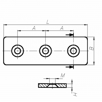 Verbindungsplatte 40 x 120 schwarz mit Befestigung für Aluprofil 40 Nut 10 BP40N10