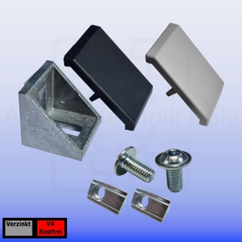 Winkel 40 x 40 Nut 8 leicht mit Befestigung für Aluprofil 40 Nut 8