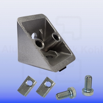 Preview: Winkel 40 x 40 Nut 8  schwere Ausführung mit Befestigung