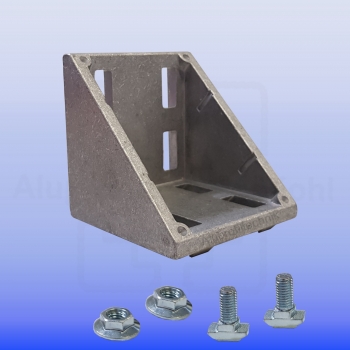 Winkel 80 x 80 Nut 10 mit Befestigung für Aluprofil Nut 10