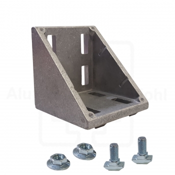 Winkel 80 x 80 Nut 10 mit Befestigung für Aluprofil Nut 10
