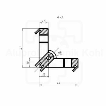 Preview: Winkelblock 40 Aluprofil 40 Nut 8