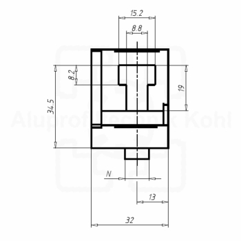 Preview: Winkelblock 40 Aluprofil 40 Nut 8