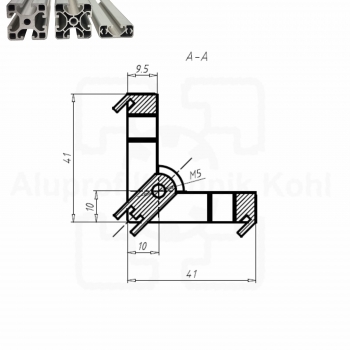 Winkelblock 40 Aluprofil 40 Nut 8