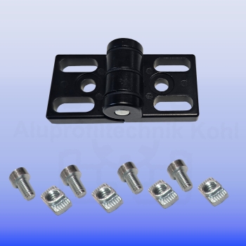 Preview: Zinkdruckgussscharnier 40 Profil 40 Nut 10 mit Befestigung BP40N10