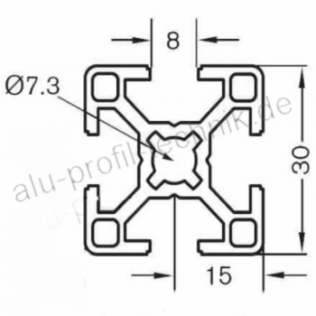 Aluprofil 30 x 30 Nut 8 BP30N8 schwarz eloxiert