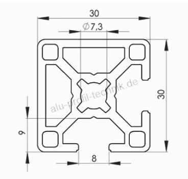 Alu Profil 30 x 30 Nut 8  2 NVS 90