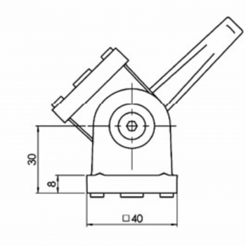 Gelenk 40 mit Klemmhebel Profil 40 Nut 10 B-Raster