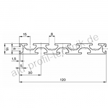Technische Daten Nutenplatte 15 x 120