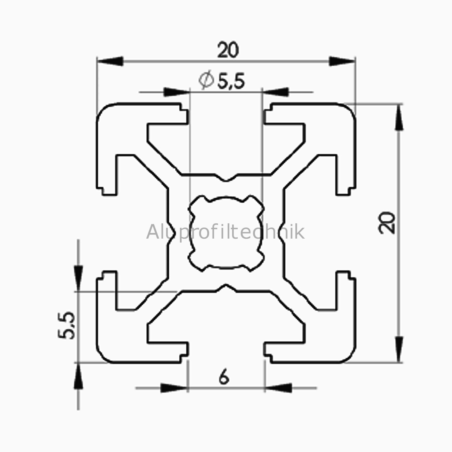 Aluprofil 20x20 Nut 6