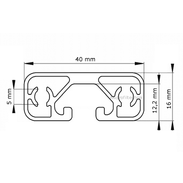 Alu Profil 40 x 16 Nut 8 super leicht