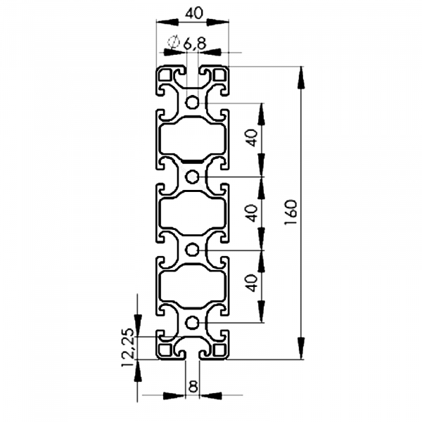 Alu Profil 40 x 160 Nut 8