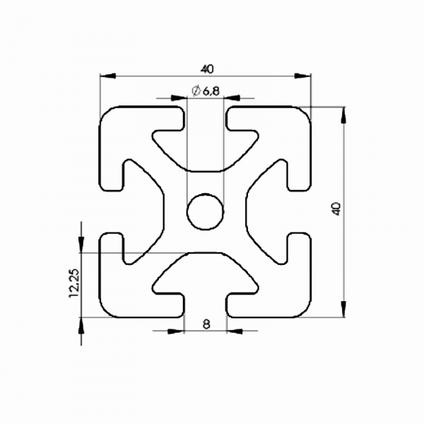 Alu Profil 40x40 Nut 8 schwer