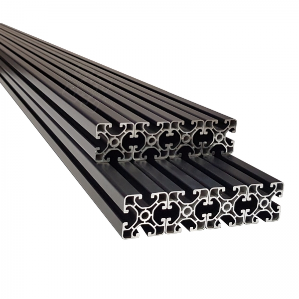 Aluprofil 40 x 40 Nut 8 superleicht schwarz eloxiert im Minipack 8 x 1950 mm lP40N8SL