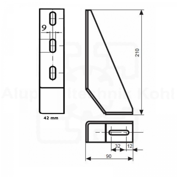 Fundamentwinkel 210 Bodenwinkel Nut 10 optional mit Befestigung BP40N10