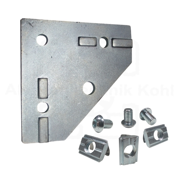 Knotenblech Profil 30 x 30 Nut 8 mit Befestigung