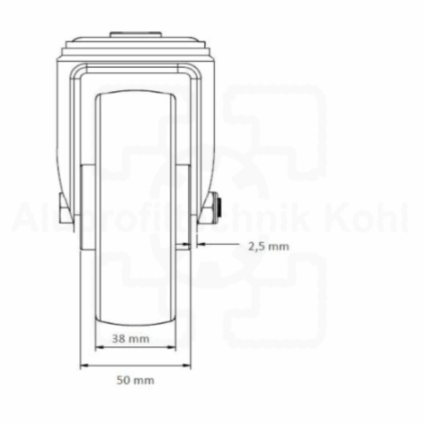 Lenkrolle 125 mm mit Rückenloch ohne Bremse Vollgummi auf Stahlfelge