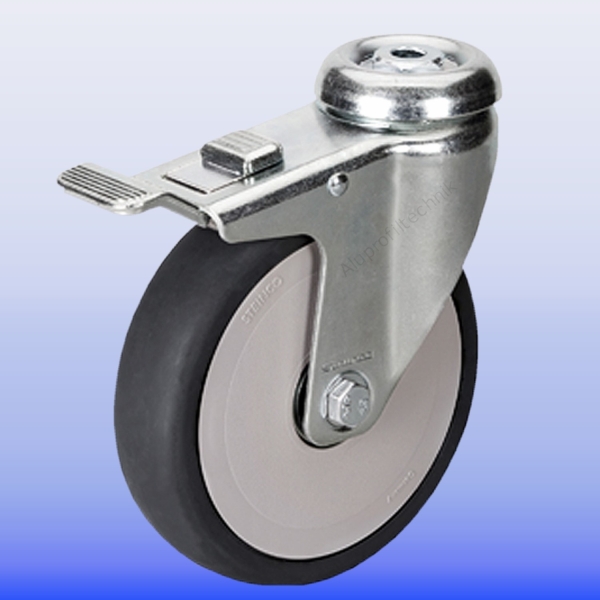 Lenkrolle Durchmesser 125 mm mit Rückenloch optional mit und  ohne Bremse